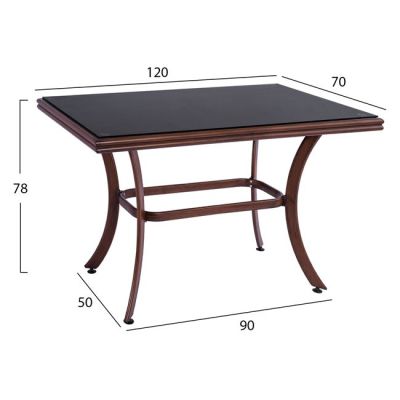 Set 5 pieces Aluminum HM10548 with table 120x70x78 & Bamboo Look Brown chairs