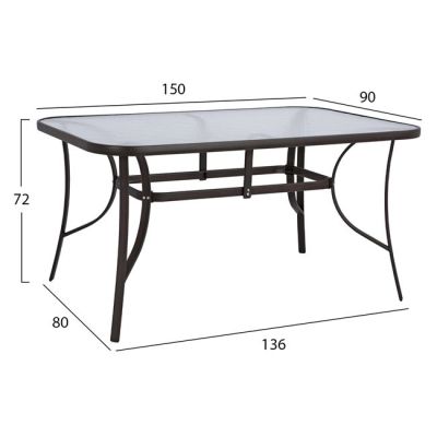 Set 5 pieces Table Metallic Brown 150x90 with 4 armchairs Brown-Mocha Wicker HM10586.02