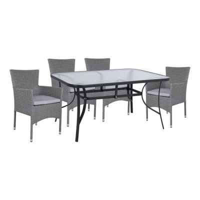 Комплект 5 части Маса Металик Сив 150x90 с 4 фотьойла Сива ракита HM10586.01