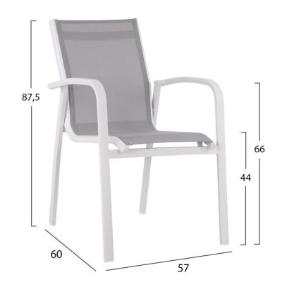 Set 5 pieces Aluminum table & Aluminum Armchairs White HM10593.01