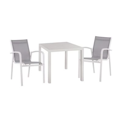 Set 3 pieces Aluminum Table & Aluminum armchairs White HM10594.01