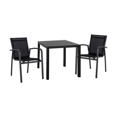 Set 3 pieces aluminum table & aluminum armchairs grey HM10594.02