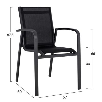 Set 5 pieces Aluminum table & Aluminum armchairs Grey HM10598.02