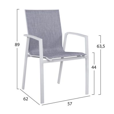 Set 5 pieces Aluminum table & aluminum armchairs white HM10599.01