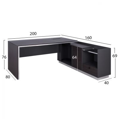 Professional Office Right Corner Rosewood HM2112R 200x160x76cm