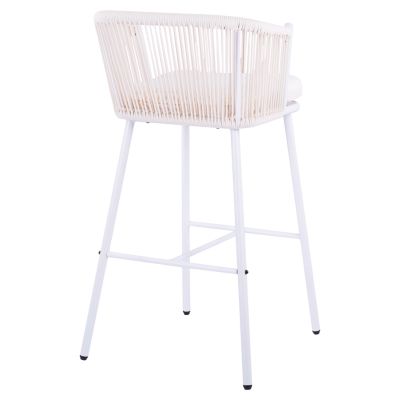 Stool with metallic frame and rope white HM5714.03 46x54x101 cm