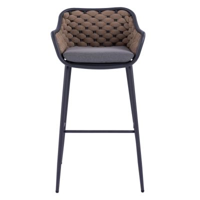 Stool with metallic frame and beige wicker rope HM5715 54x54x103cm