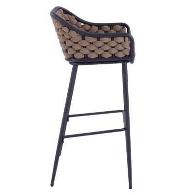 Stool with metallic frame and beige wicker rope HM5715 54x54x103cm