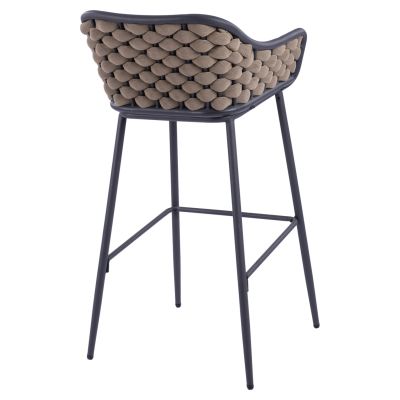 Stool with metallic frame and beige wicker rope HM5715 54x54x103cm