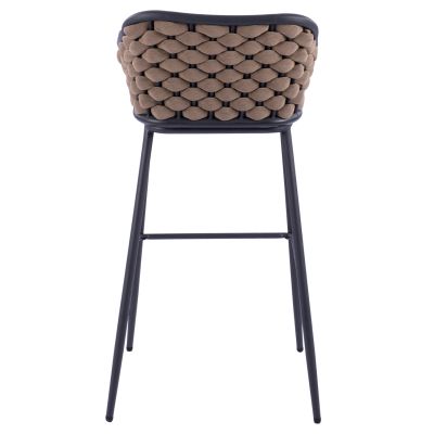 Stool with metallic frame and beige wicker rope HM5715 54x54x103cm