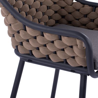 Stool with metallic frame and beige wicker rope HM5715 54x54x103cm