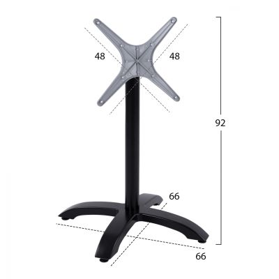 Foldable aluminum base HM469.01 Black matte 66x66x72 with cross 48x48cm