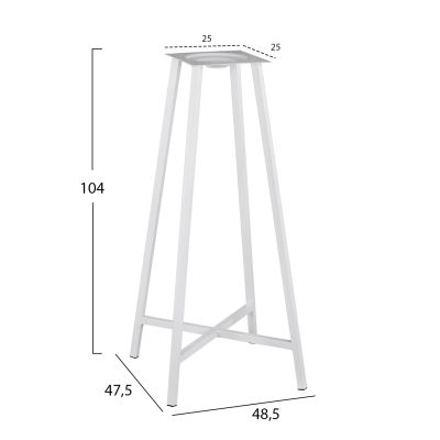 Metal stand bar base 4 legs TS952 White 48.5x47.5x104 cm.