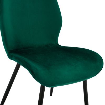 Трапезен стол Klay в кипарис зелено и черна метална рамка HM8730.03 49x62,5x87 см