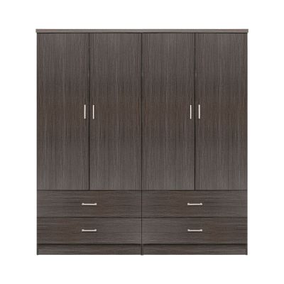 Set 2 pieces Wardrobe 4 leaf with 2 drawers Zebrano 160x42x181 HM11349.01