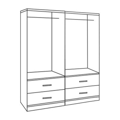 Set 2 pieces Wardorbe 4 leaf with 4 drawers Sonama 160x42x181 HM11349.02