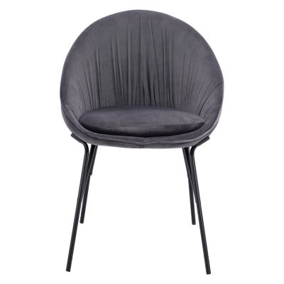 Chair Kelsey Velvet Grey with black legs HM8684.11 59x63x84 cm.