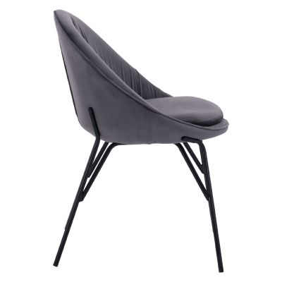 Chair Kelsey Velvet Grey with black legs HM8684.11 59x63x84 cm.