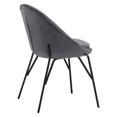 Chair Kelsey Velvet Grey with black legs HM8684.11 59x63x84 cm.