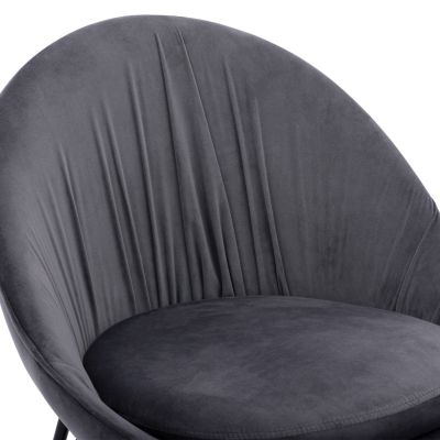 Chair Kelsey Velvet Grey with black legs HM8684.11 59x63x84 cm.
