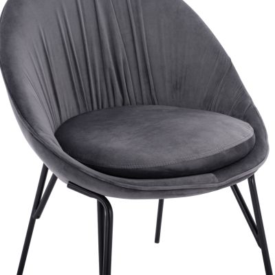 Chair Kelsey Velvet Grey with black legs HM8684.11 59x63x84 cm.