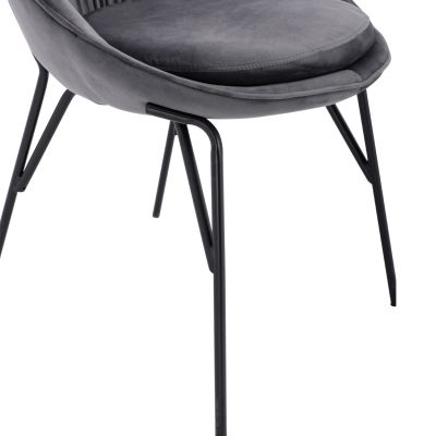 Chair Kelsey Velvet Grey with black legs HM8684.11 59x63x84 cm.
