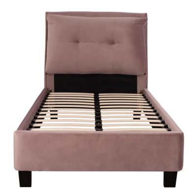 BED WITH MATTRESS RILEY HM21282.02 DUSTY PINK VELVET--FOR MATTRESS 90x200cm