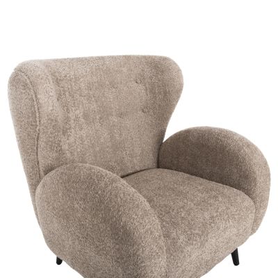 КРЕСЛО KRYLY HM9593.07 БЕЖОВ ДАМА ОТ БУКЛЕ-ЧЕРНИ ДЪРВЕНИ КРАКА 83x87x89Hcm.