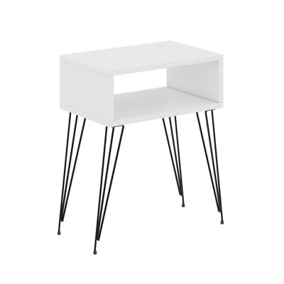 BEDSIDE STAND TODD HM18184.01 MELAMINE IN WHITE COLOR-METAL LEGS IN BLACK 45x30x58Hcm.