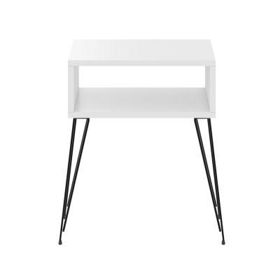 BEDSIDE STAND TODD HM18184.01 MELAMINE IN WHITE COLOR-METAL LEGS IN BLACK 45x30x58Hcm.