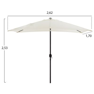 ALUMINUM UMBRELLA HM6029.10 RECTANGULAR RECLINING BEIGE GRAY 262x170x253 cm.