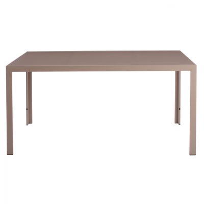 METALLIC RECTANGULAR TABLE IN CAPPUCCINO WITH GLASS 150X90Χ75cm. HM5767.04