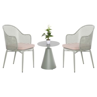 OUTDOOR LOUNGE SET 3PCS OREGO HM21106.06 ALUMINUM IN PISTACHIO GREEN COLOR