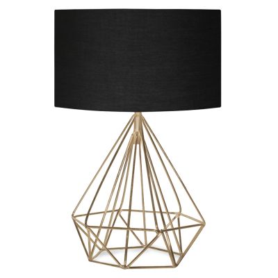 TABLE LAMP HM7606.02 GOLD METAL BODY, BLACK DRUM SHADE FABRIC