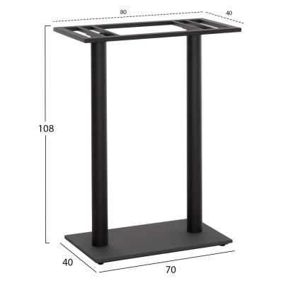 BASE FOR BAR TABLE HM480.01 TWO LEGS-METAL IN BLACK COLOR 80x40x108Hcm.