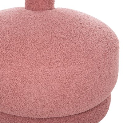 ТАБУРЕТКА С ВЪРТЯЩА СЕ ОБЛЕГАЛКА KRIVIO HM9775.02 ПРАШЕН РОЗОВ ПЛАТ ОТ БУКЛЕ 52x53x60Hcm.