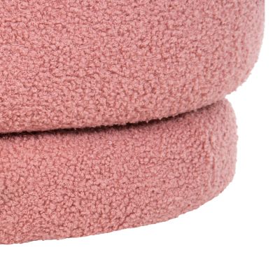 ТАБУРЕТКА С ВЪРТЯЩА СЕ ОБЛЕГАЛКА KRIVIO HM9775.02 ПРАШЕН РОЗОВ ПЛАТ ОТ БУКЛЕ 52x53x60Hcm.