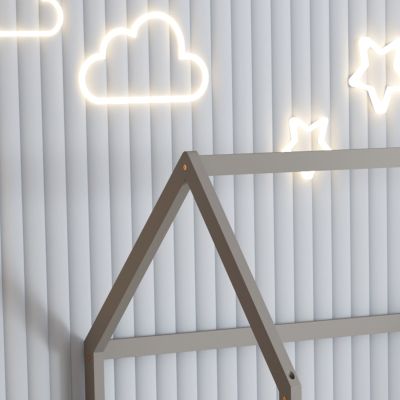 BED FOR KIDS WITH FENCE PHYLLIS HM679.05 t.MONTESSORI SOLID PINE WOOD IN GREY- 190x90cm.