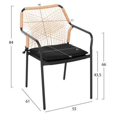 КРЕСЛО АЛУМИНИЕВ TROTTER HM5865.11 ТЪМНО СИВА КОНСТРУКЦИЯ И БЕЖОВА ПЛИТЕНО-ЧЕРНА ВЪЗГЛАВНИЦА