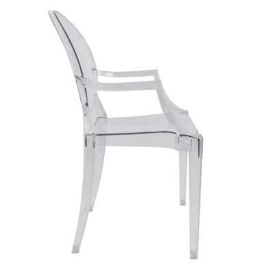 Chair acrylic clear with arms Aramis HM0169 52,2x56,5x92cm