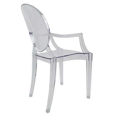 Chair acrylic clear with arms Aramis HM0169 52,2x56,5x92cm