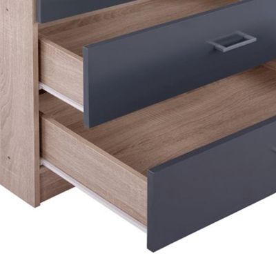 WARDROBE 4-LEAF WITH 4 DRAWERS REINA HM21259 MELAMINE GREY-SONAMA 160x42x180Η