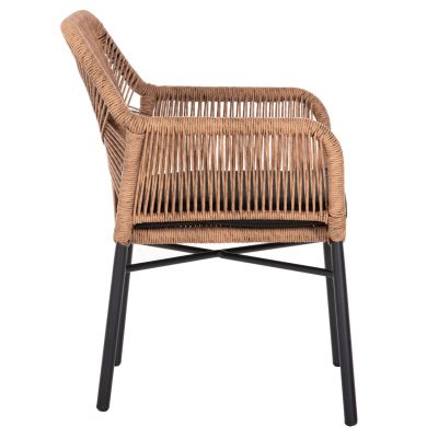 ARMCHAIR TOPIN HM6048.02 ALUMINUM BLACK-P.E. RATTAN BEIGE-CUSHION BLACK 57x65x84Hcm