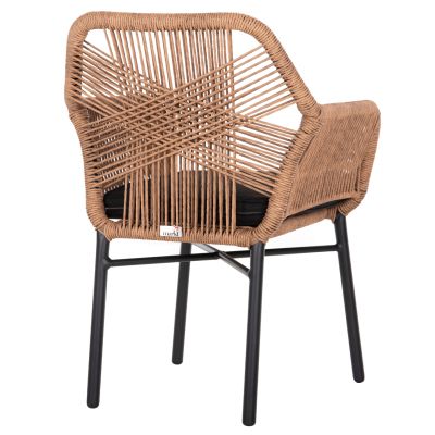 ARMCHAIR TOPIN HM6048.02 ALUMINUM BLACK-P.E. RATTAN BEIGE-CUSHION BLACK 57x65x84Hcm
