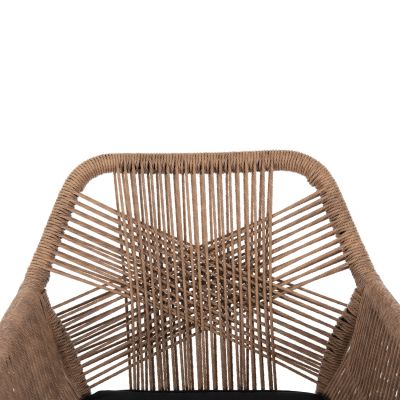 ARMCHAIR TOPIN HM6048.02 ALUMINUM BLACK-P.E. RATTAN BEIGE-CUSHION BLACK 57x65x84Hcm