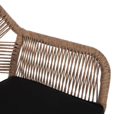 ARMCHAIR TOPIN HM6048.02 ALUMINUM BLACK-P.E. RATTAN BEIGE-CUSHION BLACK 57x65x84Hcm