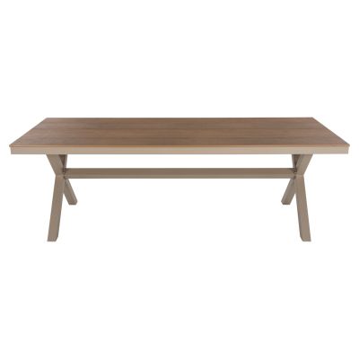 ALUMINUM RECTANGULAR TABLE TAWNEE HM6039.04 CHAMPAGNE COLOR-POLYWOOD IN NATURAL WOOD 219,5x89,5x73Hcm.