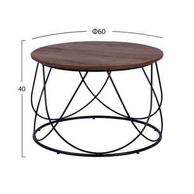 Coffee Table Round MDF TOP with metallic base Φ60x40Ηcm.HM8604