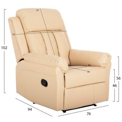 ARMCHAIR MASSAGE HAPPER HM9785.13 ECRU PU LEATHER 76x94x102Hcm.