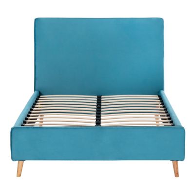 BED WITH MATTRESS MAYLIN HM21281.02 TURQUOISE (BLUE-GREEN) VELVET--FOR MATTRESS 120x200cm
